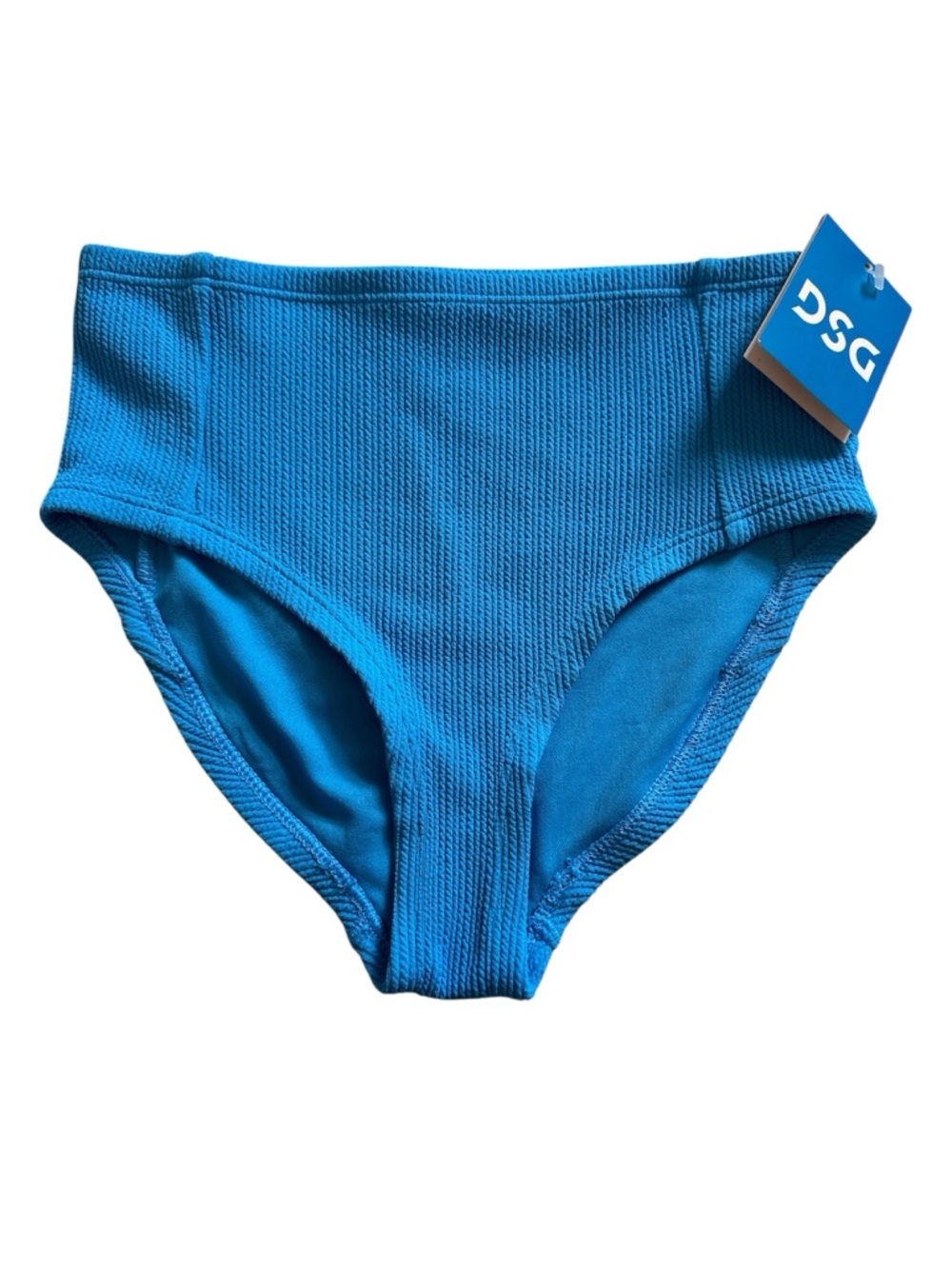 NWT DSG Girls Aqua Blue High Waisted Textured Bikini Bottom Size M